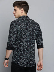 Men Black Printed Casual Shirt-RDPRINT-3006-Black