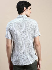 Men Cream Floral Casual Shirt-GEORGE-1643-Cream