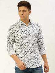 Men White Printed Casual Shirt-FLIORIONIEPRINT-3508-White