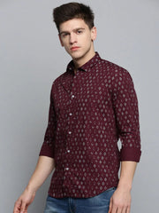 Men Red Printed Casual Shirt-EVMOSPRINTS-2058-Maroon