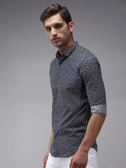 Men Navy Printed Casual Shirt-ORIGINPRINT-1745-Navyblue
