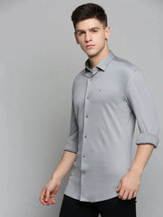 Men Grey Solid Casual Shirt-CARLOKNITS-3214-Grey