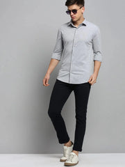 Men Grey Solid Casual Shirt-FORDKNITS-4476-Greymelange