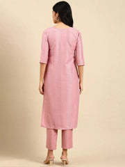 Women's Pink Embroidered Kurta SetKC-839-Pink
