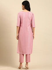 Women's Pink Embroidered Kurta SetKC-839-Pink