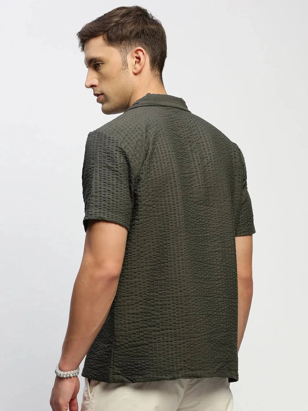 Men's Green Solid Cotton Shirt - Stylish Casual Mens Shirt