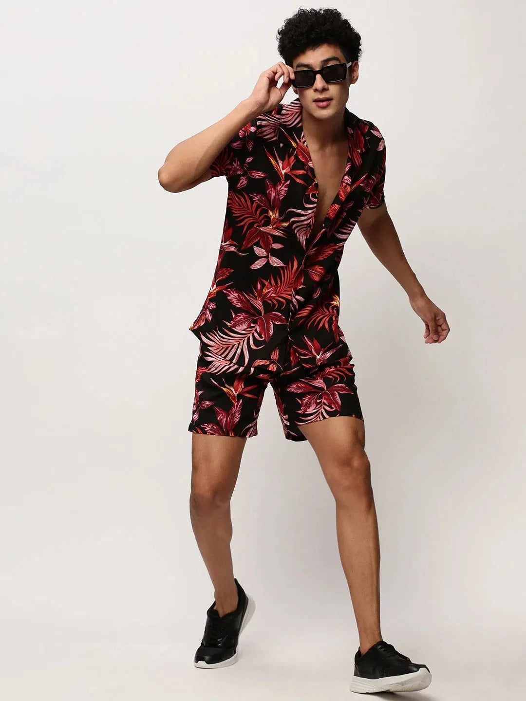 Men’s Black Printed Co-Ord Set | Cotton 2-Piece – DesiQlo