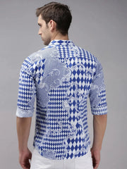 Men Blue Printed Casual Shirt-SPARCKPRINT-1534-Blue