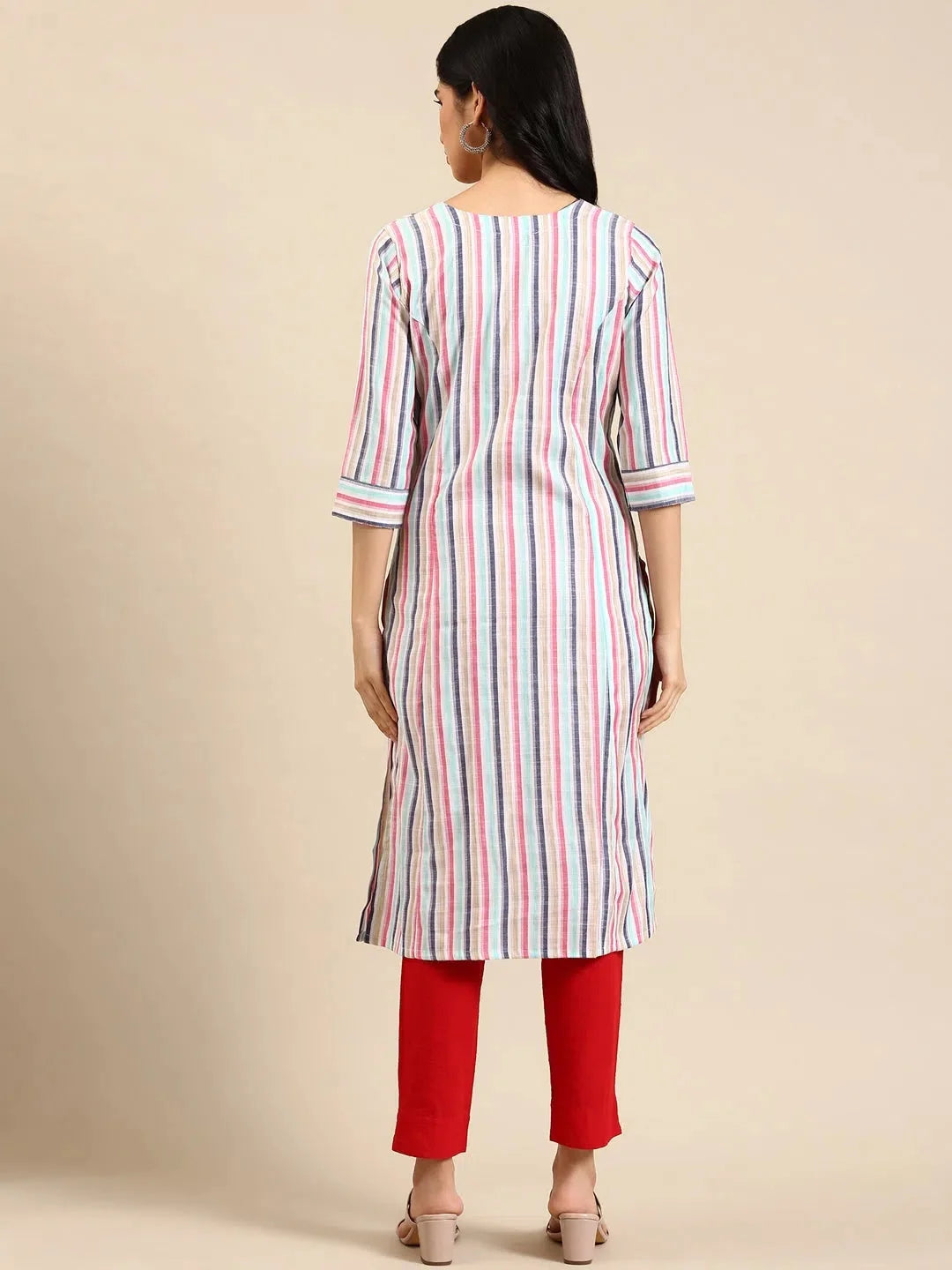 Striped Straight Kurta for Women | Stylish Indian Kurtis Shop