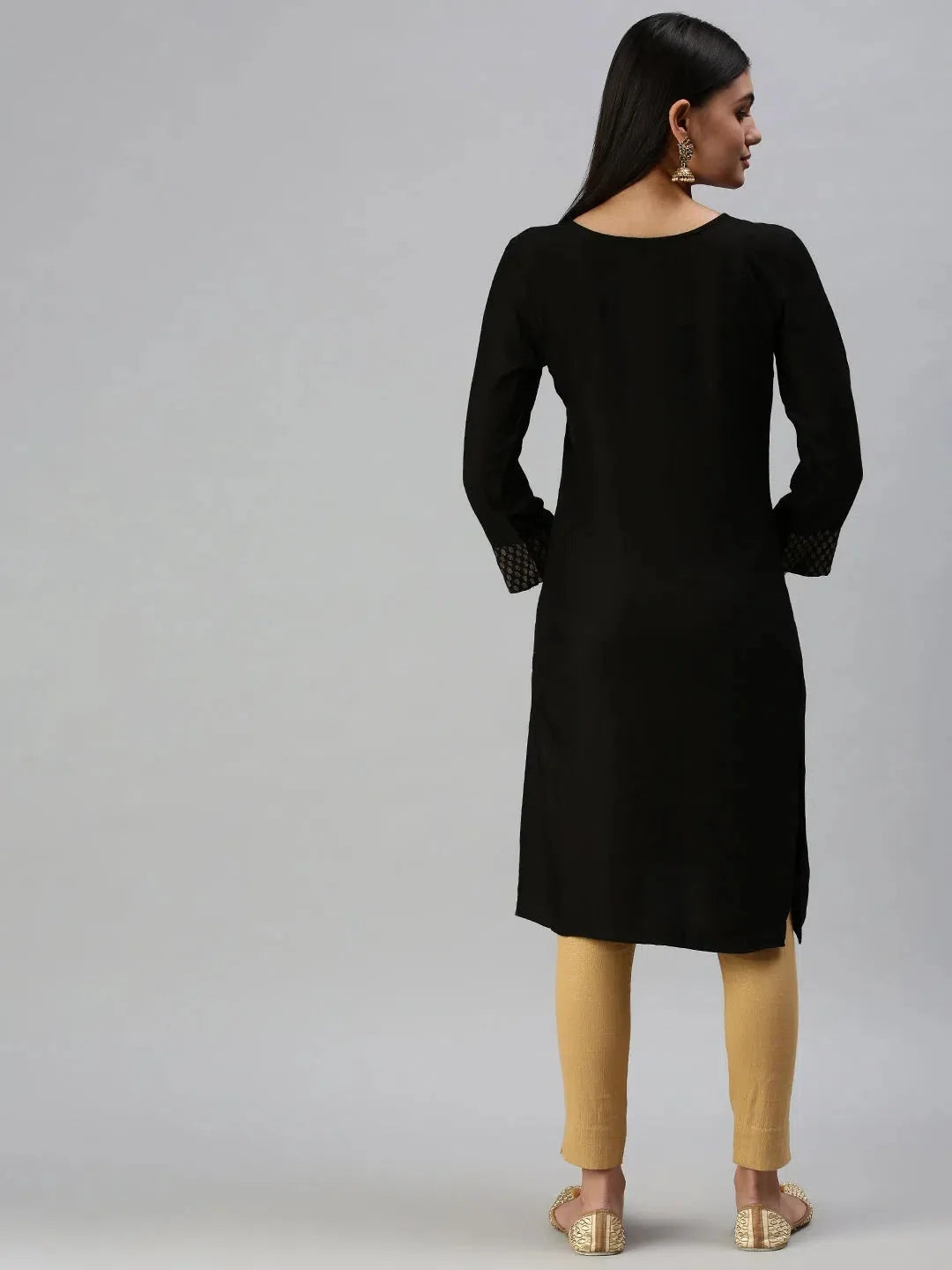 Black Geometrical Kurti | Women's Cotton Indian Kurta