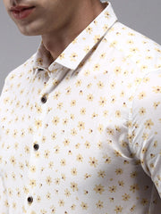 Men White Printed Casual Shirt-OMANPRINT-1581-Offwhite