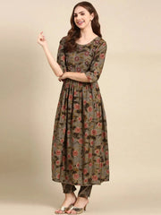 Women's Grey Tie Dye Kurta SetKC-1004-Grey