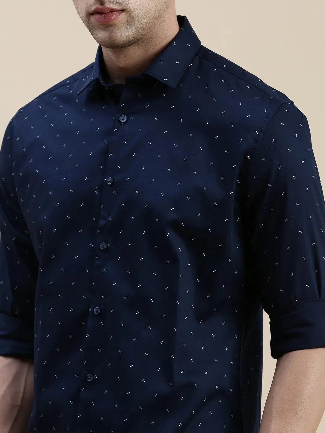Navy Graphic Print Mens Shirt | Cotton Casual Shirt DesiQlo