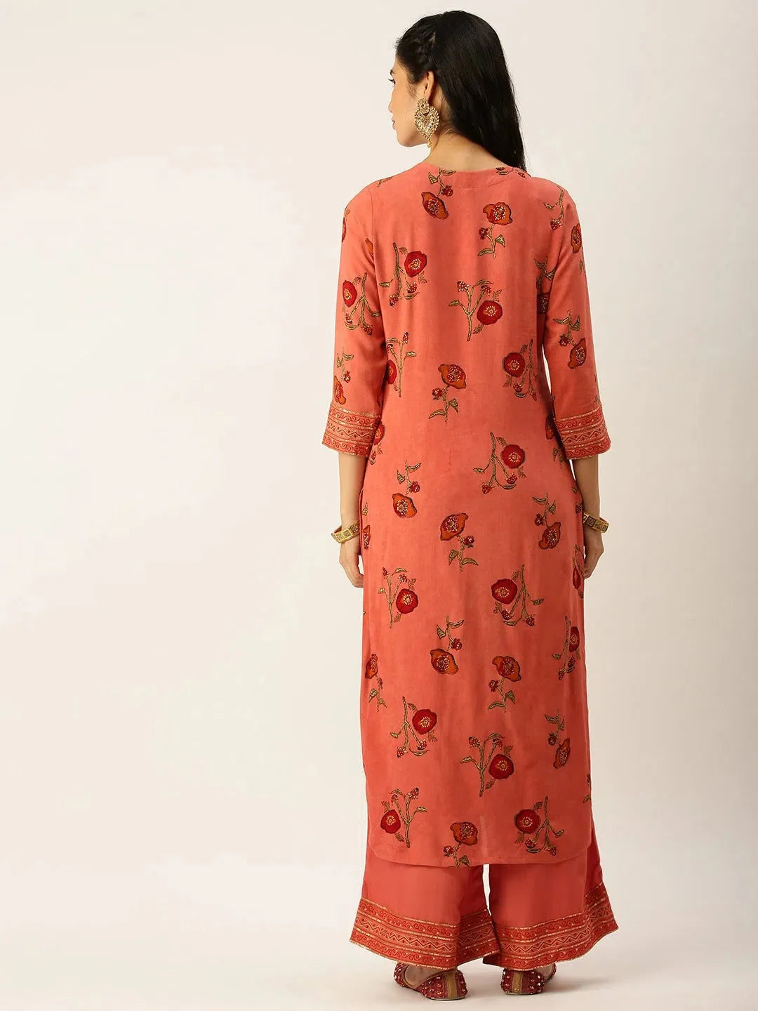 Orange Floral Kurta Sets for Women | Indian Cotton Kurta Sets