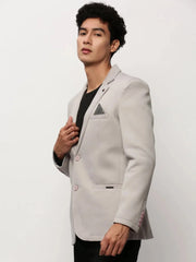 Men Grey Solid Casual Blazers-AR-55-Grey