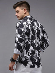 Men White Printed Casual Shirt-KELVENPRINT-1411-White