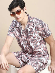 Men White Printed Casual Co ord Set-AM-90-13-Offwhite