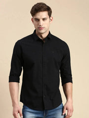 Men Black Checked Casual Shirt-RANGEPRINT-4916-Black