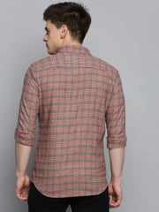 Men Red Checked Casual Shirt-AARONCHECKS-4345-Beige