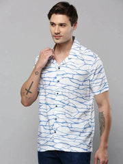 Men White Printed Casual Shirt-RESORTPRINT-5296-White