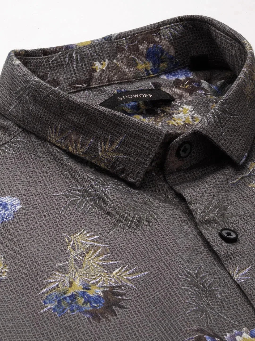 Men's Grey Printed Shirt - Cotton Casual Shirt | DesiQlo