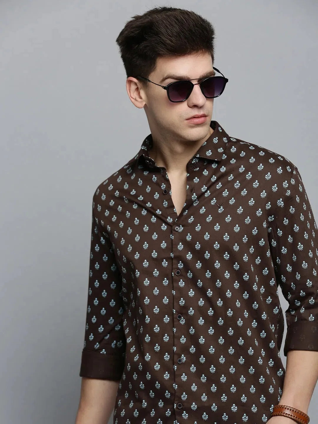 Men's Green Printed Cotton Shirt - Casual Mens Shirt DesiQlo