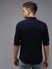 Men Blue Solid Casual Shirt-REVAANSTRIPE-1633-Navyblue