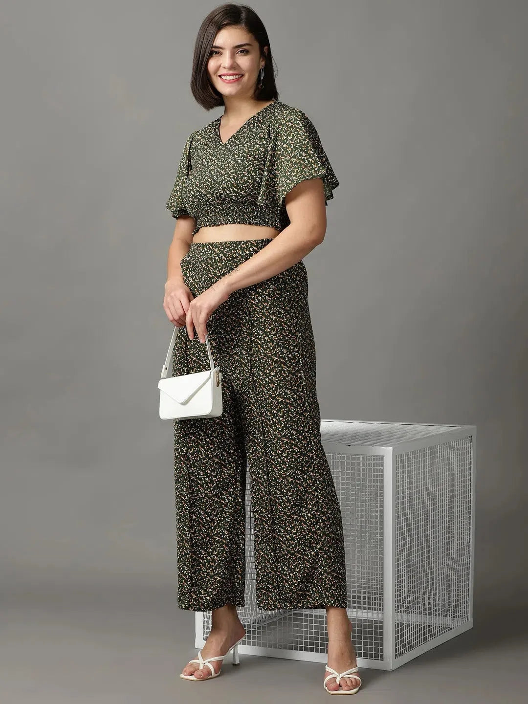 Green Printed Co Ord Sets for Women | Viscose Two Piece Sets