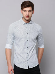 Men White Printed Casual Shirt-TKTPRINT-113-White