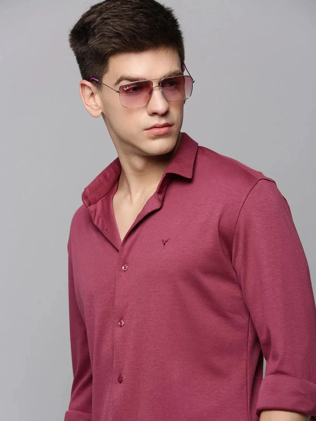 Pink Solid Cotton Mens Shirt - Casual and Stylish Design