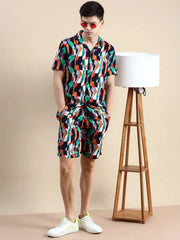 Men Multi Printed Casual Co ord Set-SEABREEZE-2124-Multi