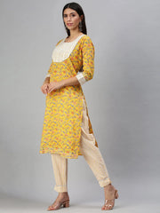 Women's Yellow Printed Kurta SetsS365-Yellow