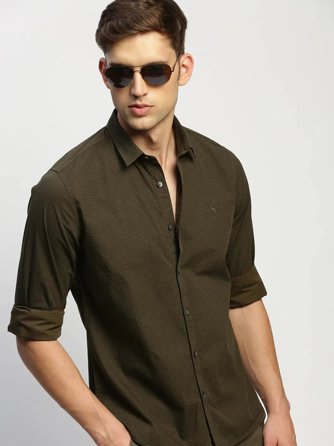 DesiQlo Men's Green Striped Cotton Shirt - Stylish Mens Shirt