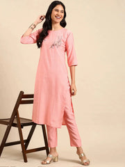 Women's Peach Solid Kurta SetKC-911-Peach