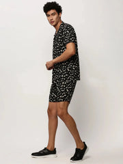 Men Black Printed Casual Co ords-AM-98-21-Black