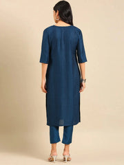 Women's Teal Embroidered Kurta SetKC-837-Teal