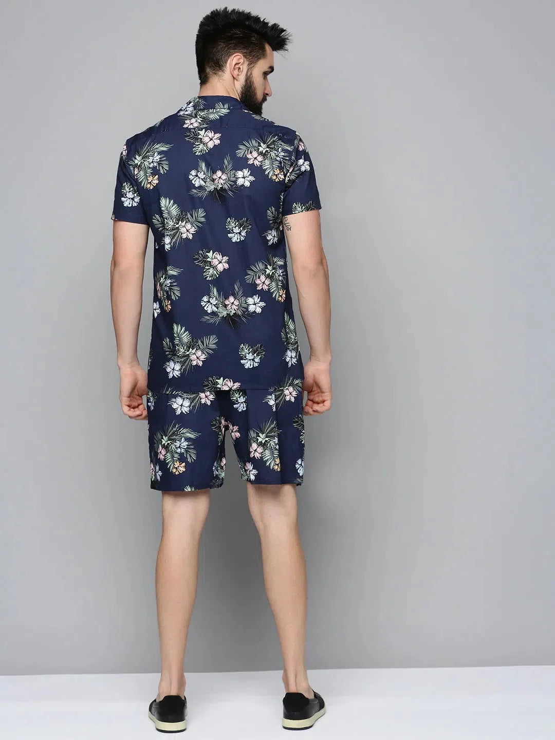 Navy Printed Mens Two Piece Sets - Casual Co Ord Set Online