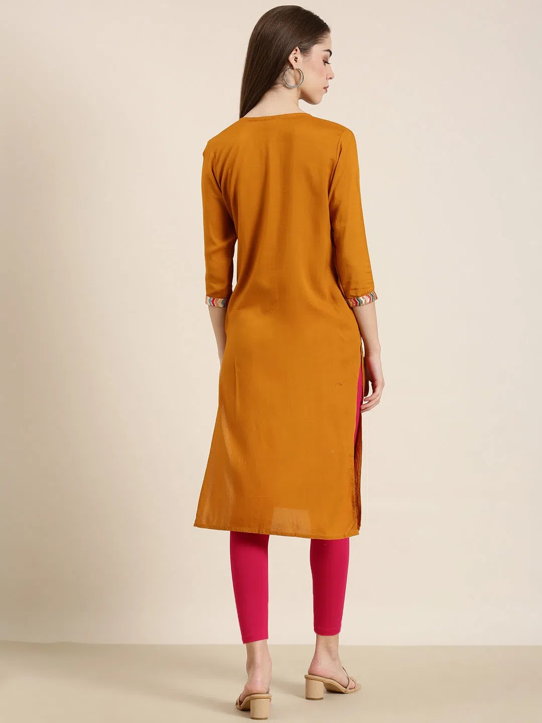 Mustard Striped Kurta: Modern Indian Kurta Ladies Design