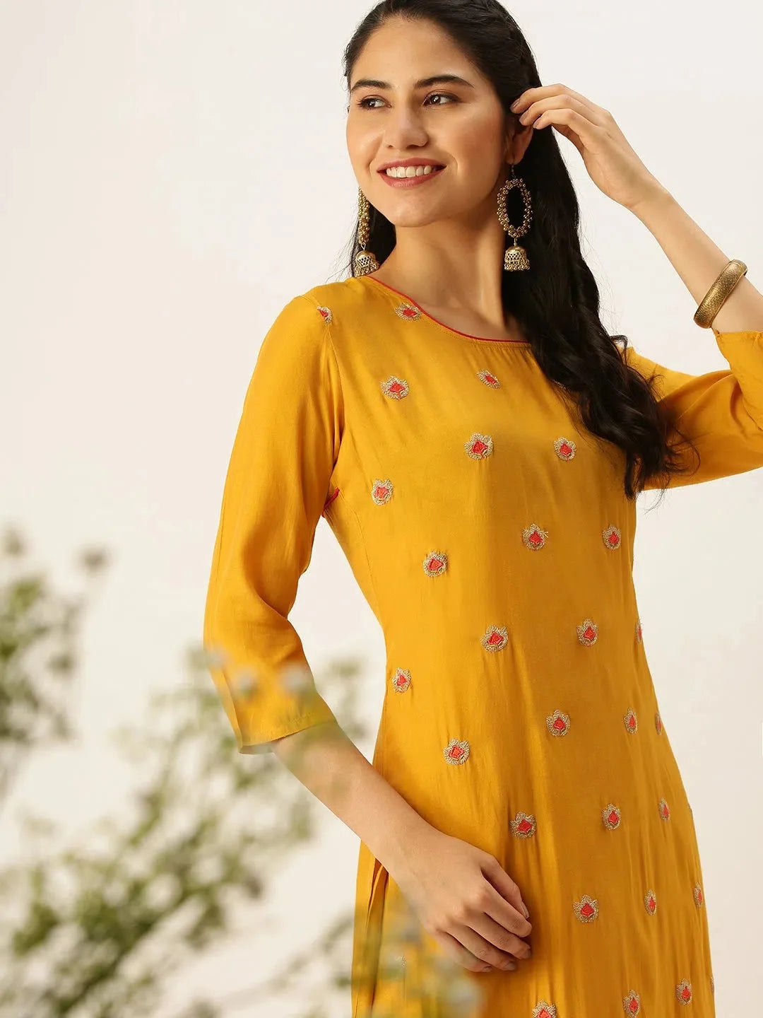 Women's Yellow Cotton Kurta Sets | Solid Indian Kurta Sets