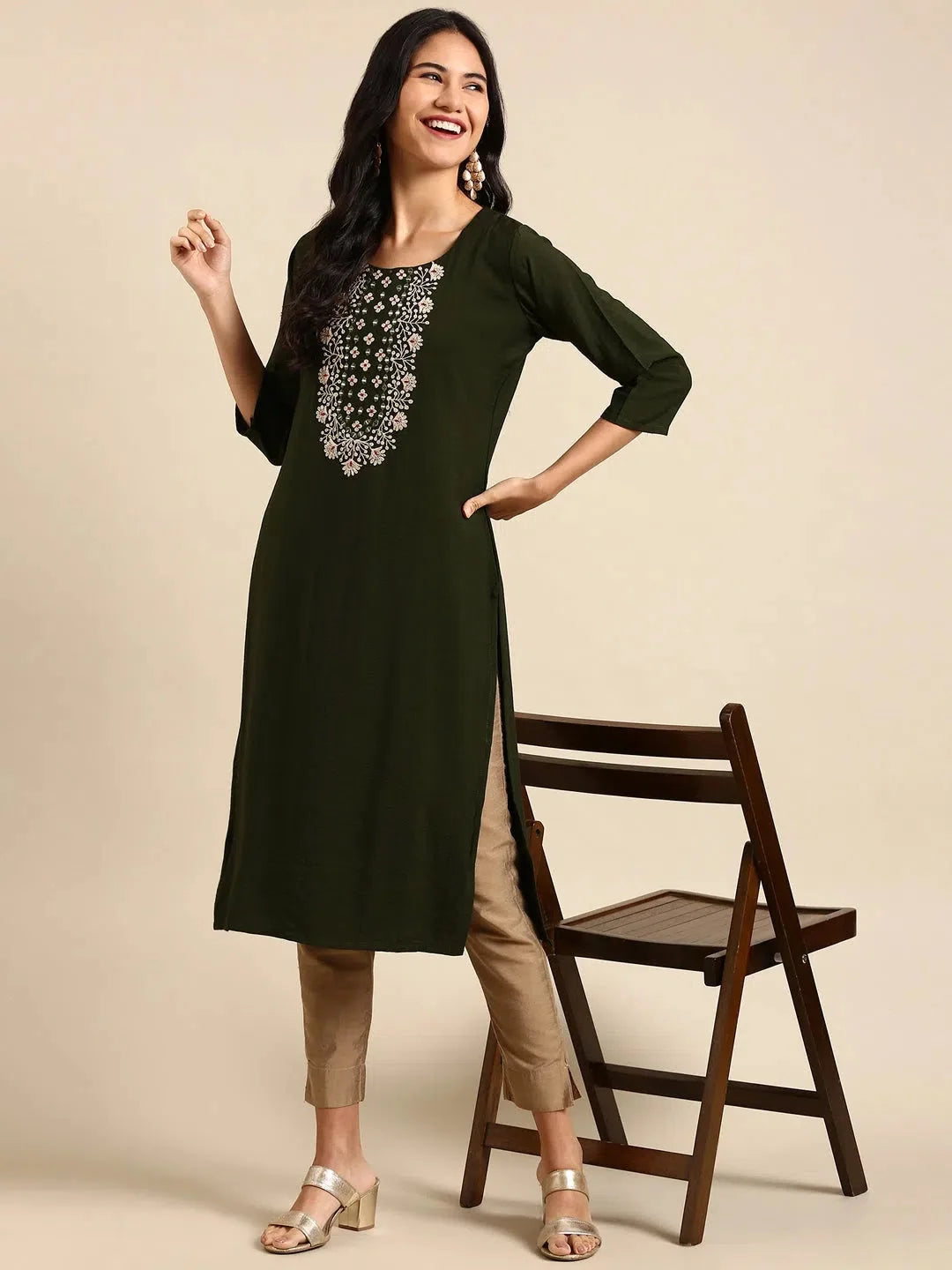 Sea Green Cotton Kurta: Classic Indian Kurtis for Women