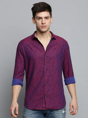 Men Purple Printed Casual Shirt-COLMPRINT-3097-Magenta