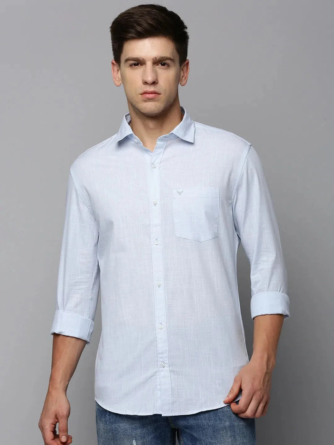 Men's Blue Solid Casual Shirt | Cotton Mens Shirt - DesiQlo