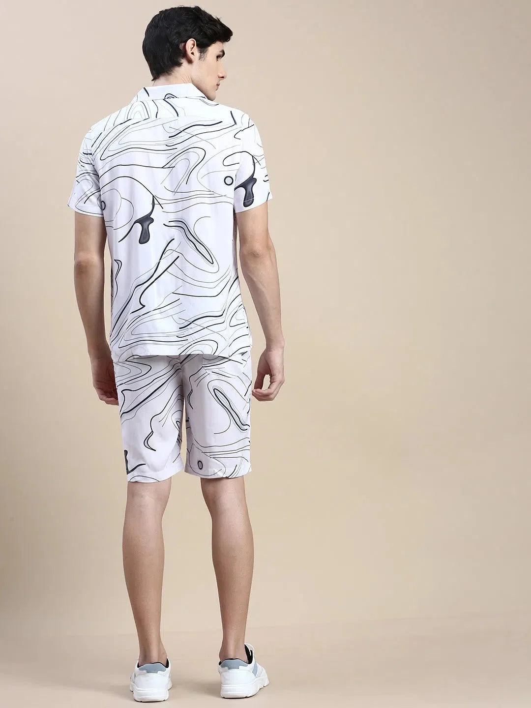 Men's White Printed Casual Co ord Set | Stylish Co ord Sets