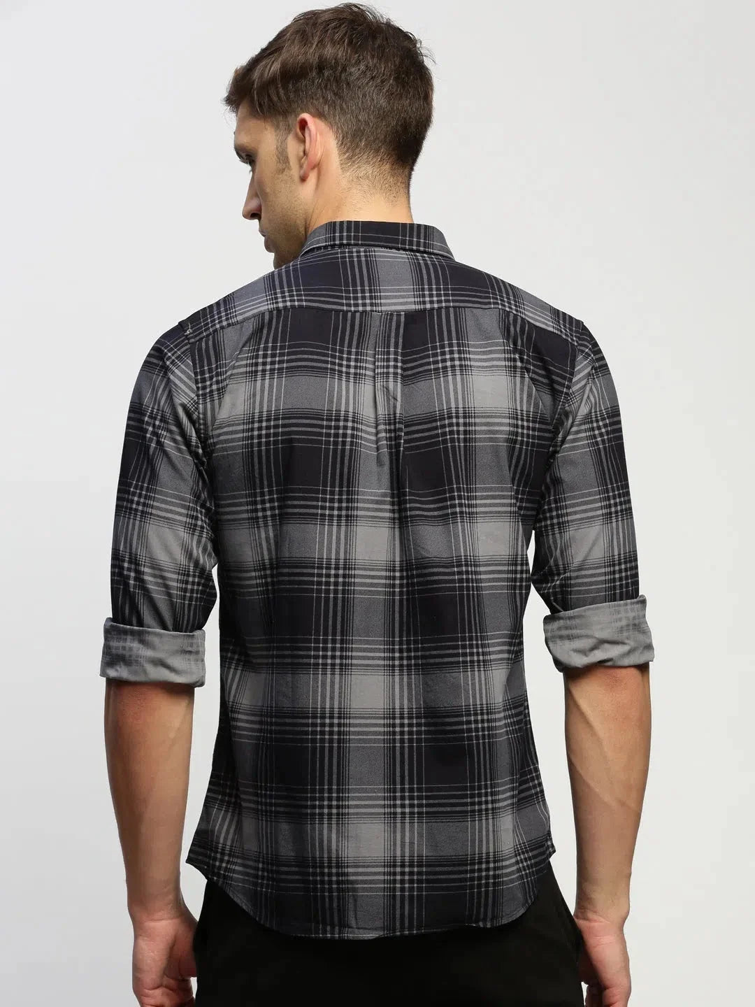 Men's Navy Checkered Cotton Shirt | DesiQlo Beach Shirts