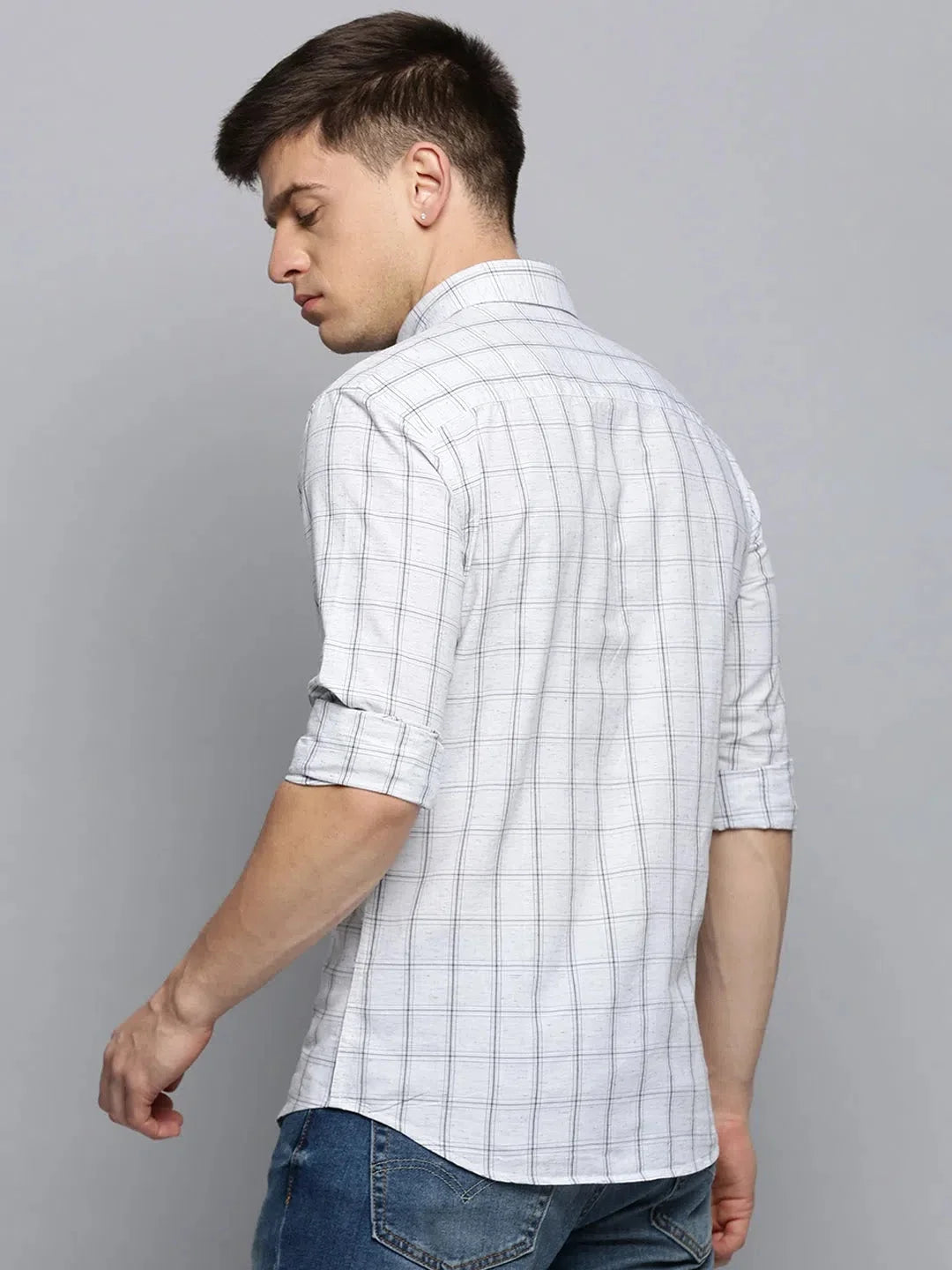 Men's Grey Checked Cotton Shirt | Casual Style