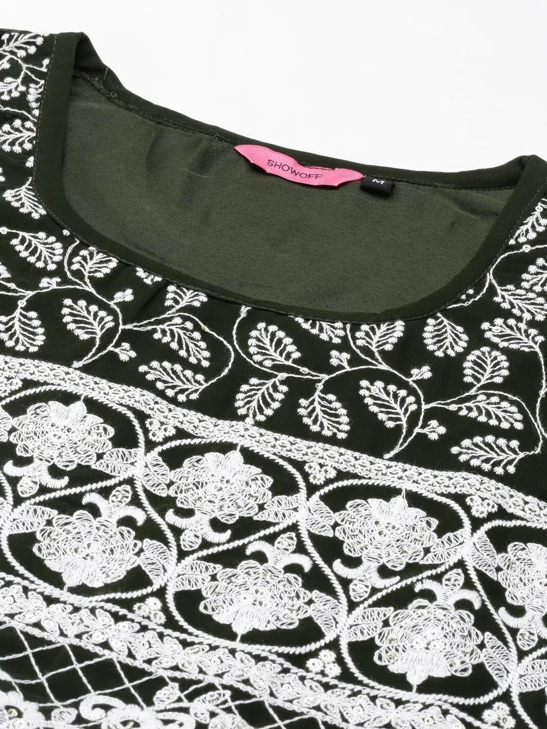 Green Embroidered Kurta - Women's Indian Kurta Ladies Style