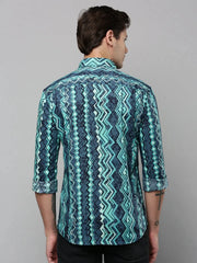 Men Green Printed Casual Shirt-RTRPRINT-4835-Green
