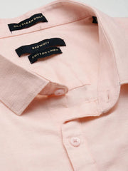 Men Peach Solid Casual Shirt-LARALILEN-3131-Peach