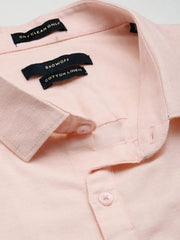 Men Peach Solid Casual Shirt-LARALILEN-3131-Peach