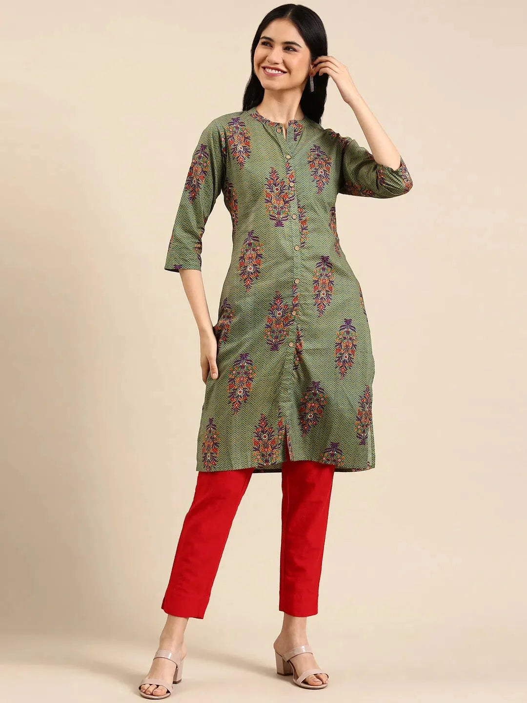 Multicolour Printed Kurta | Women's Cotton Indian Kurtis Online